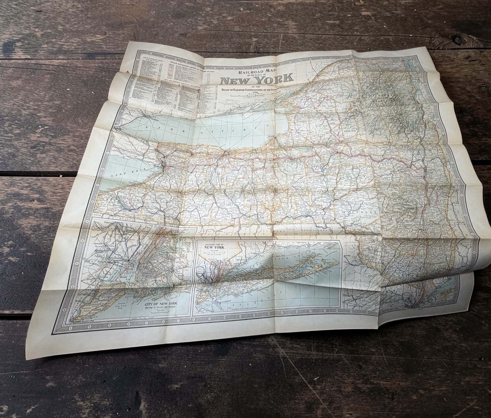 1901 New York Railroad Map Lyon Co Fold Out Original Albany NY
