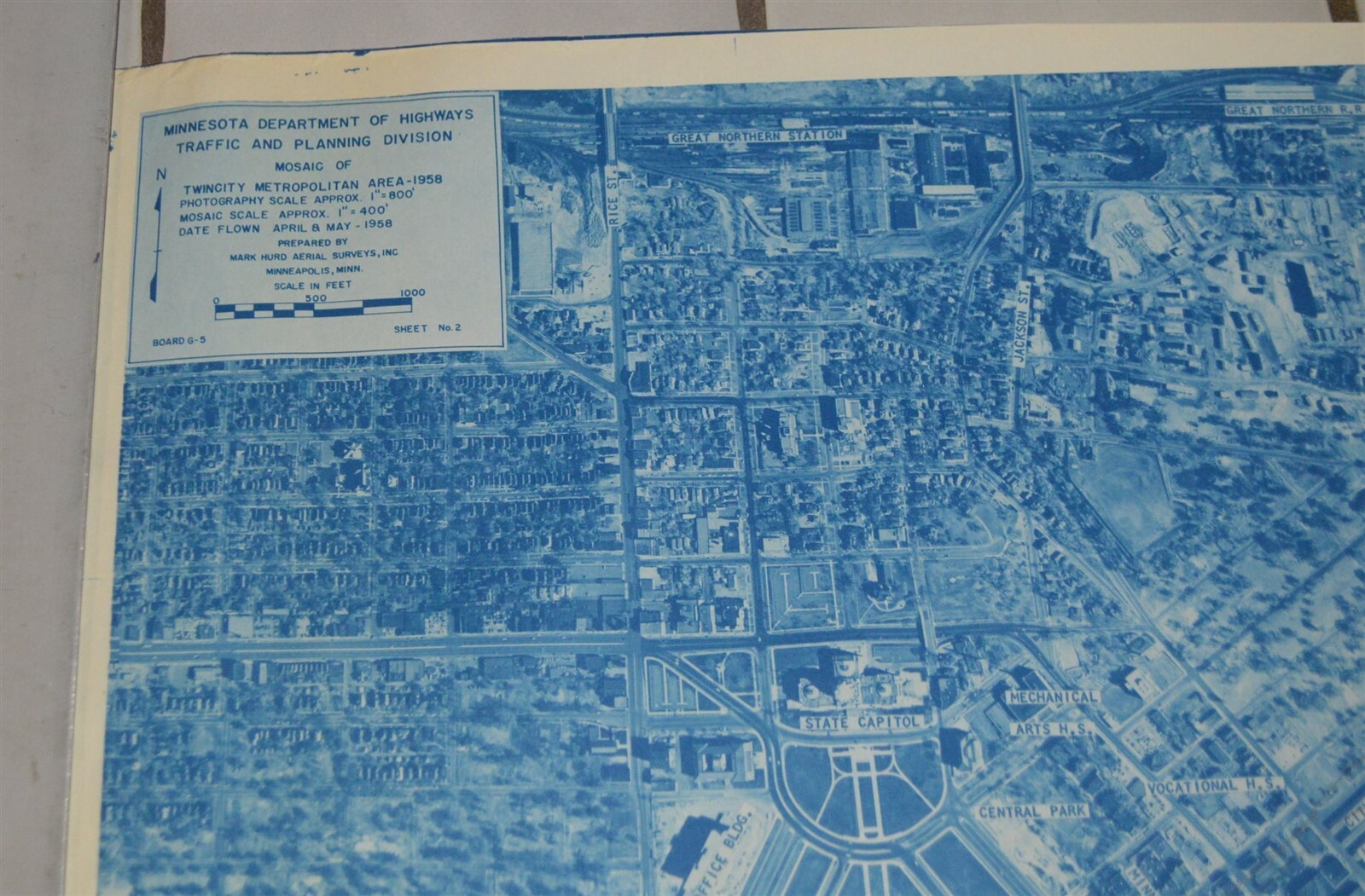 1958 Minnesota Hwy Dept St. Paul Map Railroads Union Station Milwaukee Road