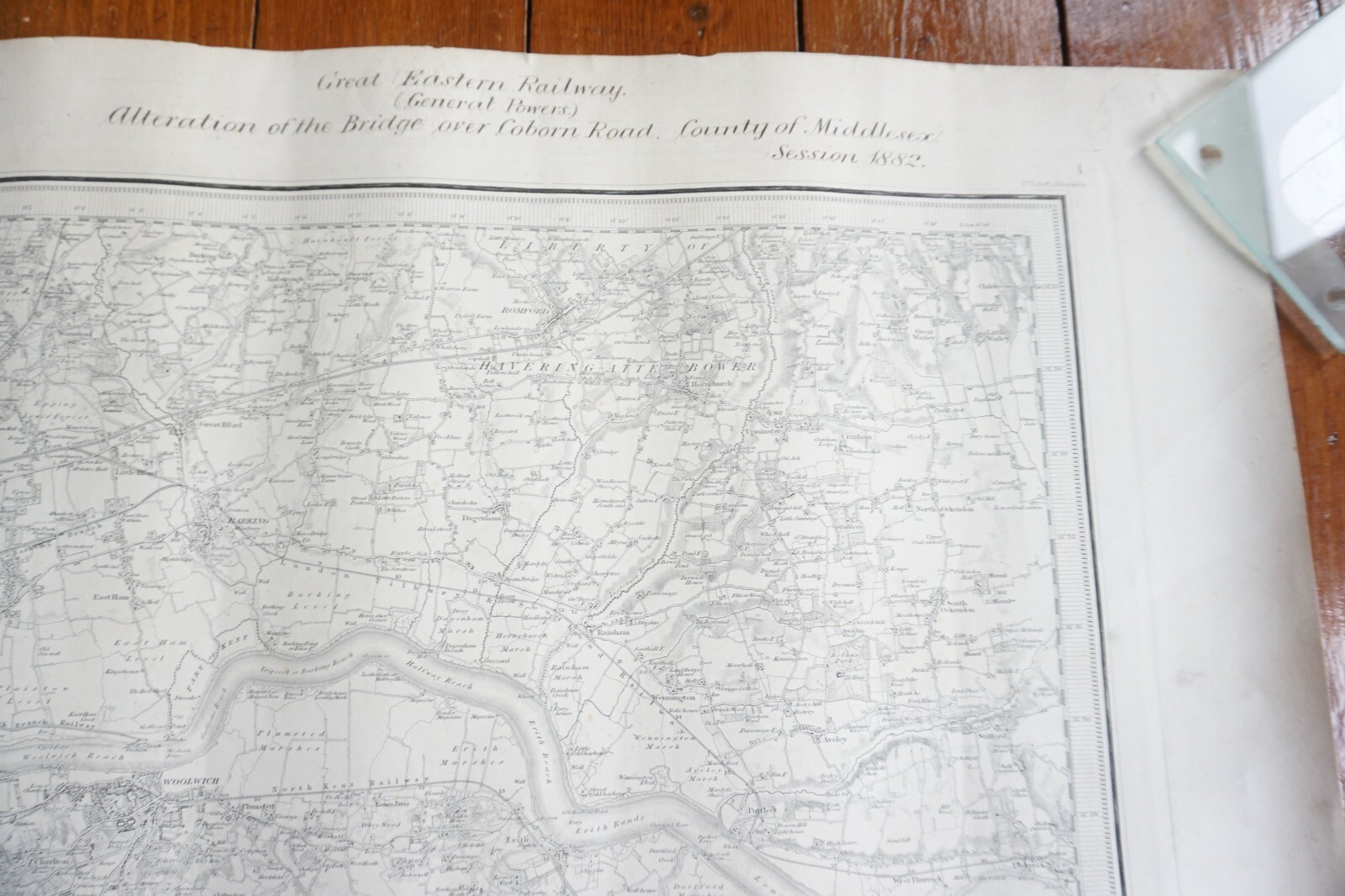 1882 Great Eastern Railway Map GER Middlesex Coborn Road Woolwich Area