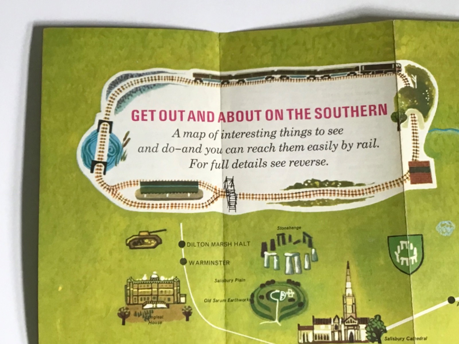British Railway 1960s Pictorial Map Southern England Region