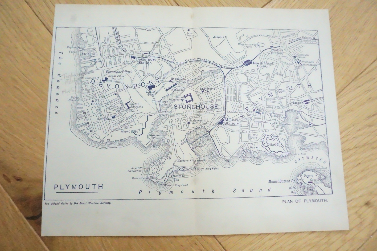 1913 GWR Plymouth Original Railway Map