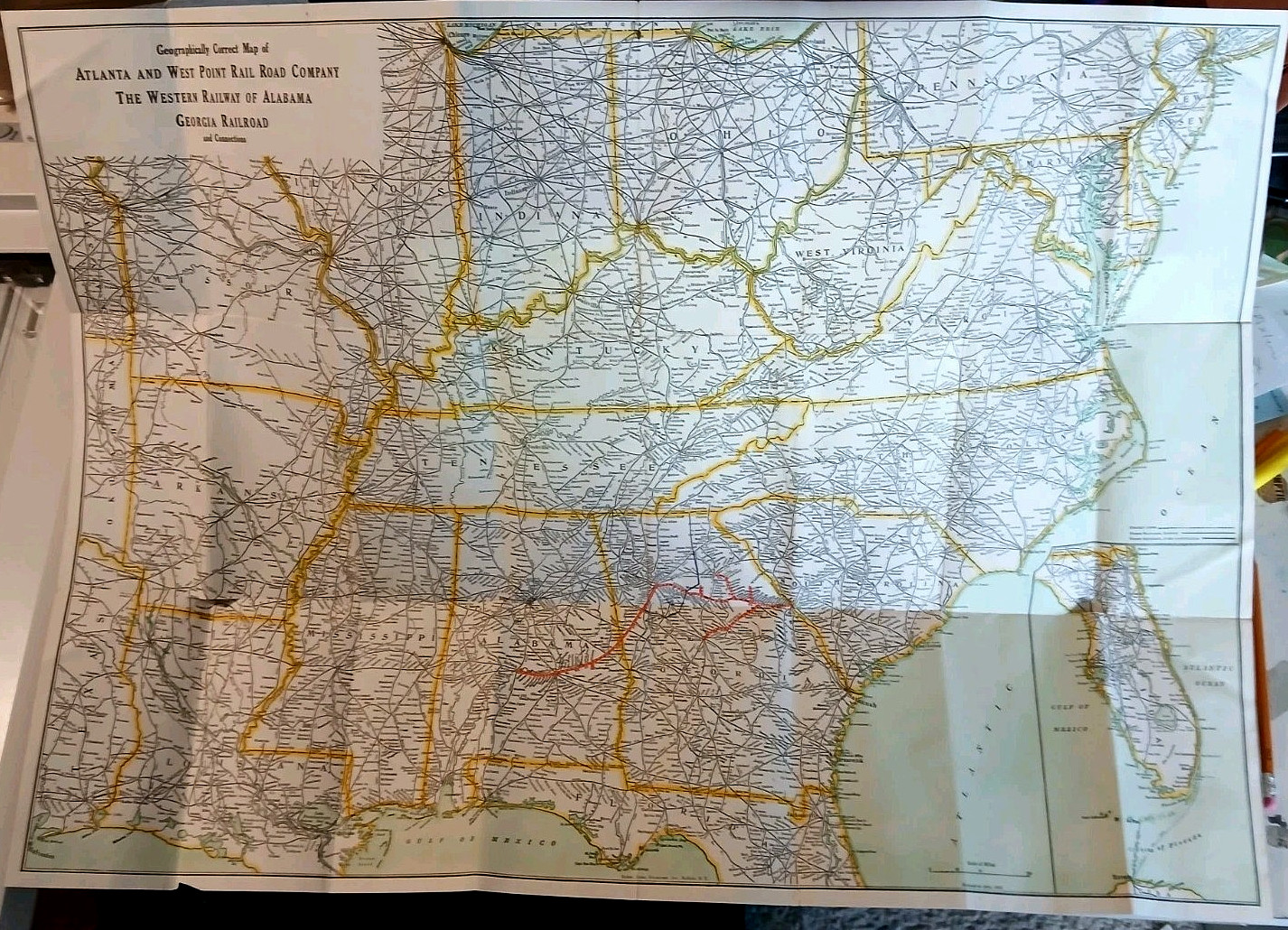 Atlanta West Point Railroad Map 1952 Western Railway Alabama Georgia Railroad