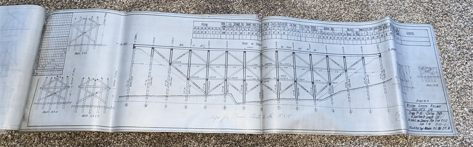 1910 Northern Pacific 48 Bridge spec sheets Western Dakota Ry Louse Creek Line
