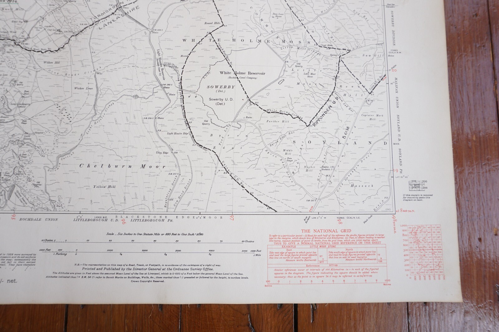 1938 Todmorden Sowerby Yorkshire Railway OS Linen Map Ref 19