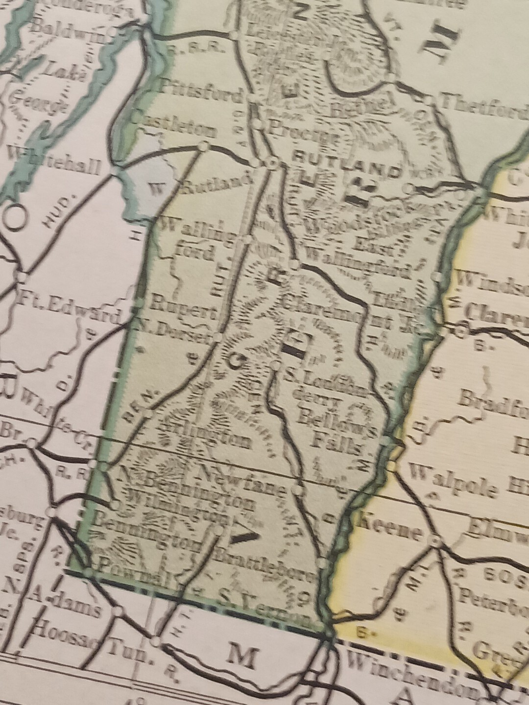 1902 Train Route Map MAINE New Hampshire VERMONT All Railroad Lines 11″×9″