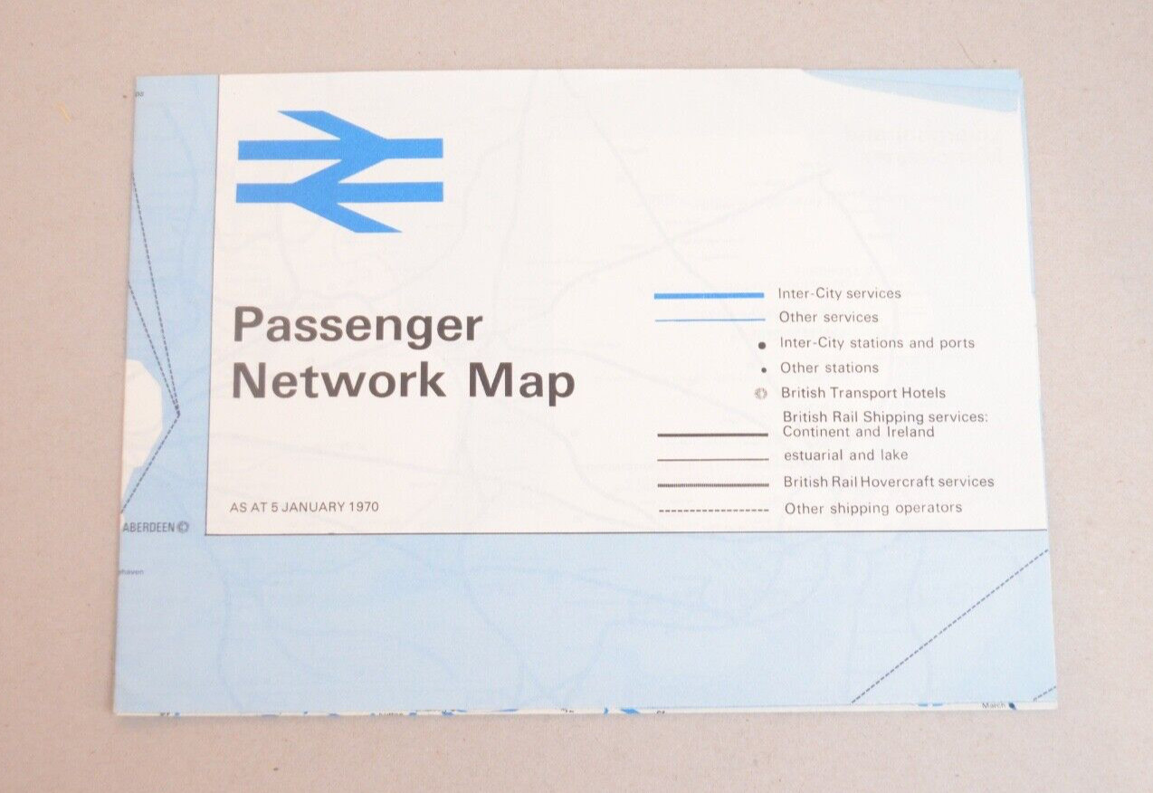 Railway Map British Rail Passenger Network 5th Janury 1970
