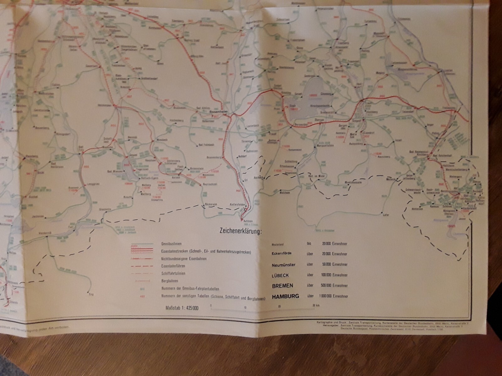 Germany – DB Railway And Bus Map 1976/77