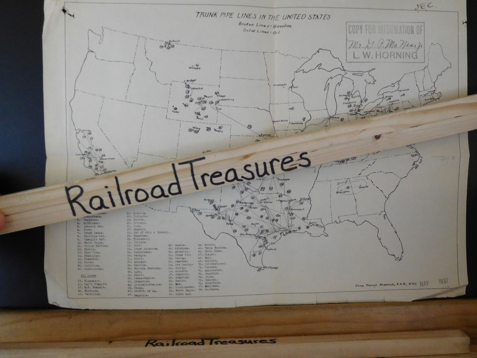 Map Trunk Pipe Lines in the United States May 1937