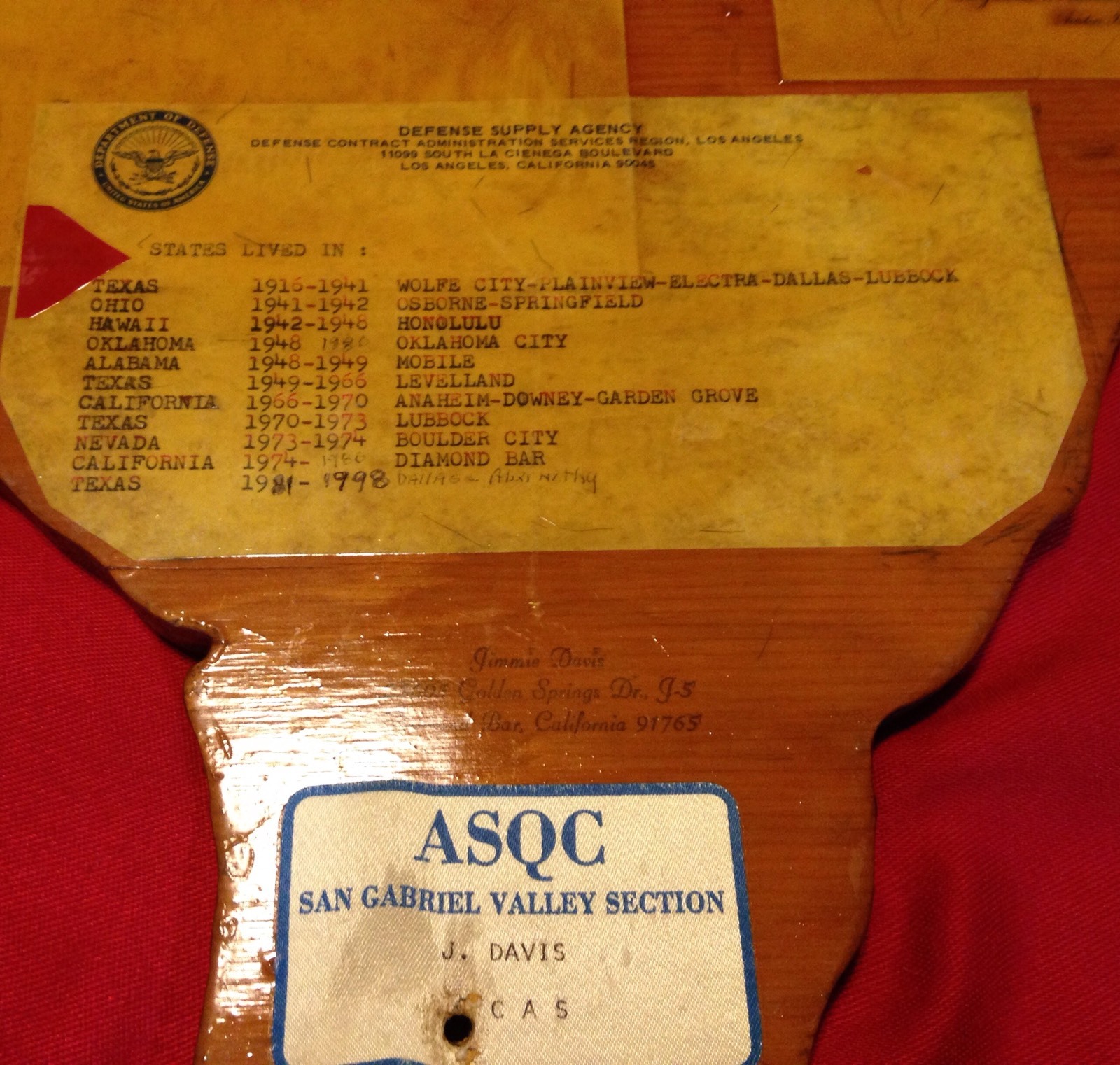 Piece Of Traveling Sante Fe Railroad Historical Memorabilia -The State Of Texas