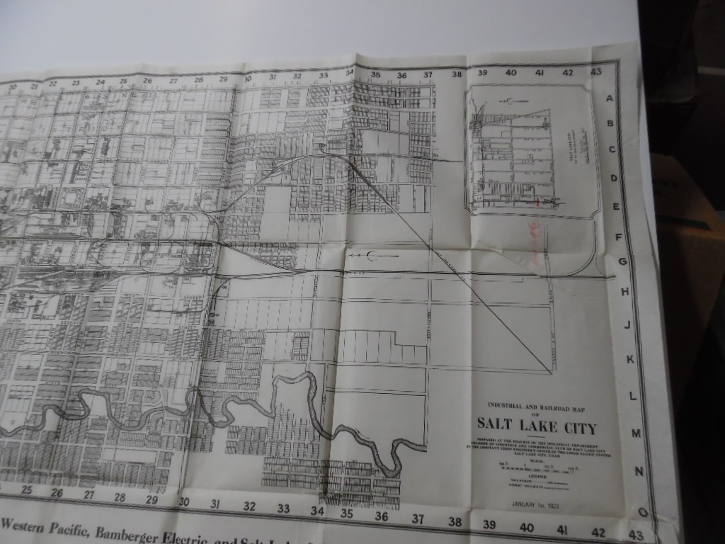 1923 Industrial and Railroad Map of Salt Lake City Utah Commerical Club Antique