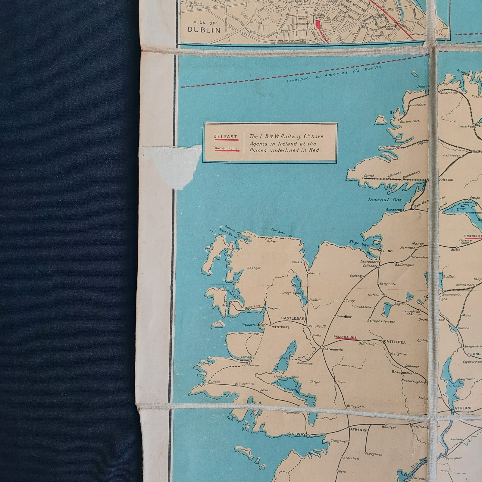 L&NWR LONDON & NORTH WESTERN RAILWAY Co MAP OF THE BRITISH ISLES c1910 ORIGINAL
