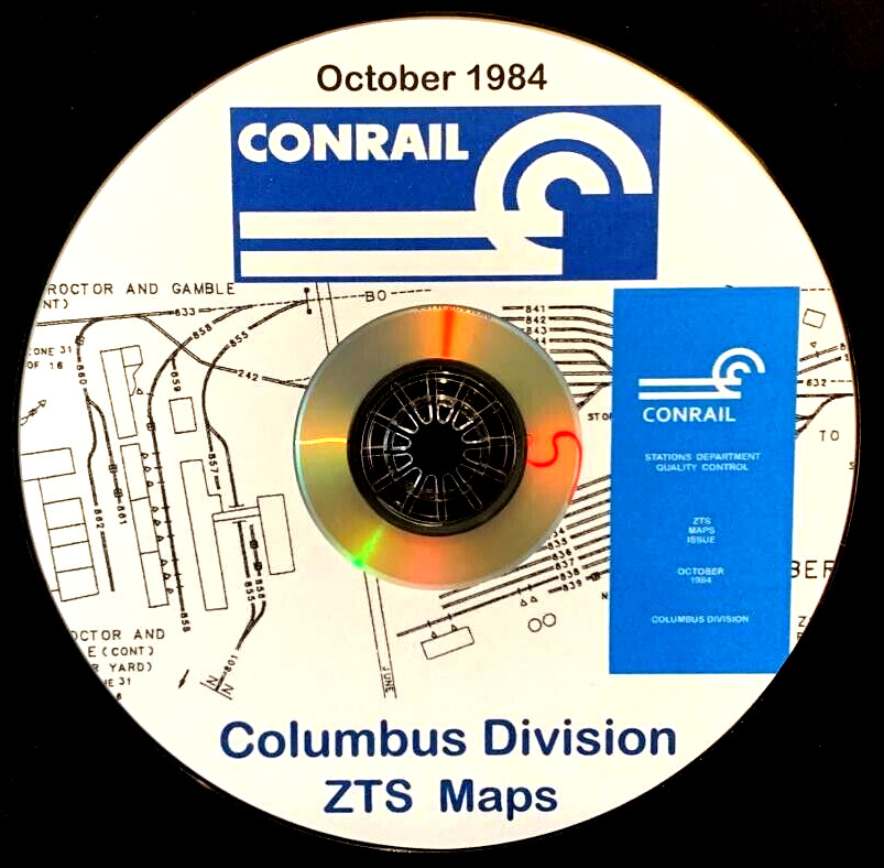 Conrail 1984 Columbus Zone-Track-Spot “ZTS” Maps PDF Pages on DVD