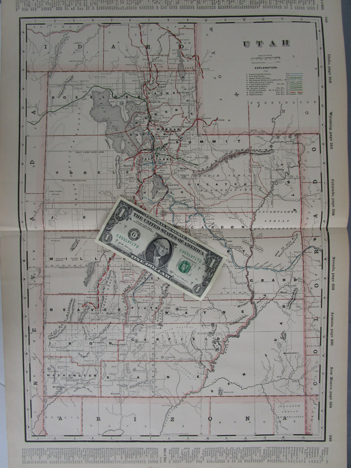 UT 1897 UTAH CRAM STEAM RAILROAD Map. Cram. OGDEN & HOT SPRINGS RR; SP; UP