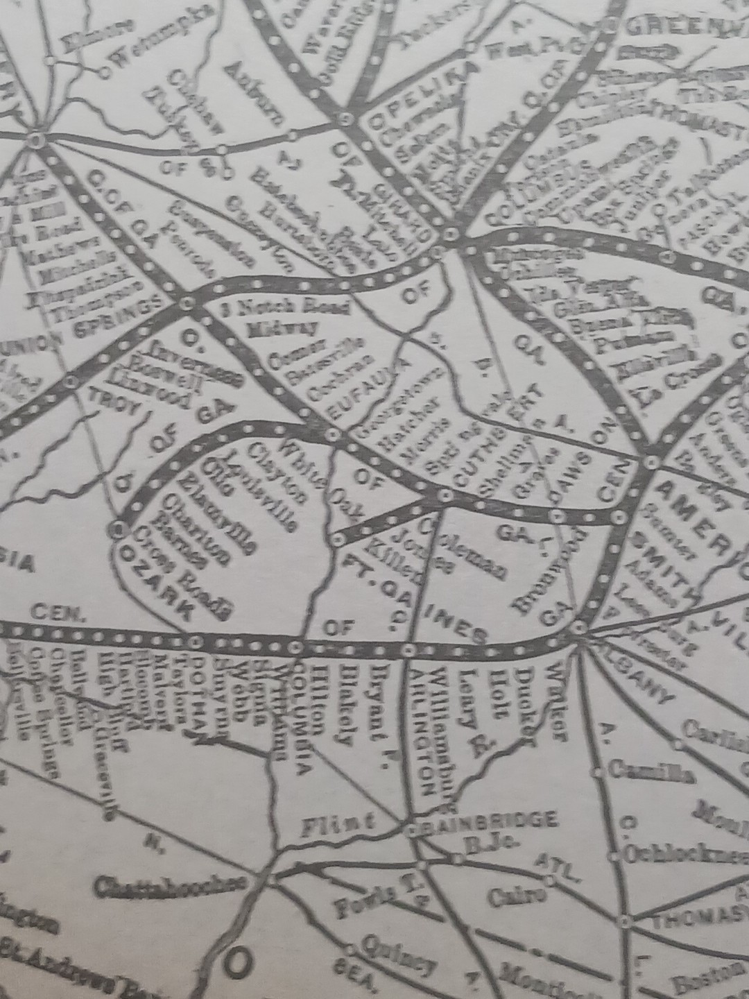 ~1906 Railroad Train Route Map CENTRAL OF GEORGIA RAILWAY all Lines Stations