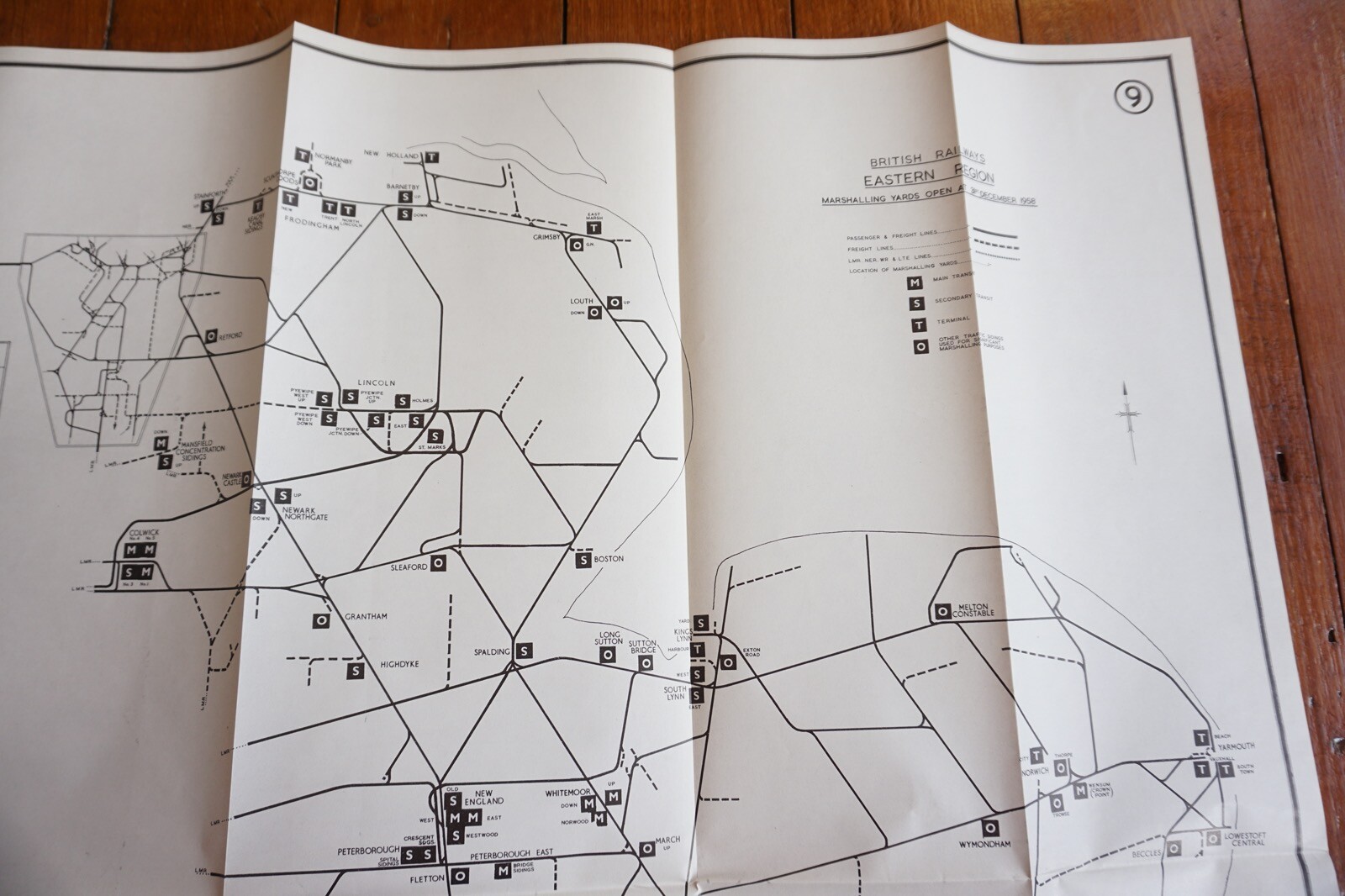 1958 Marshalling Yards Open at 1958 Eastern Region Railway Map