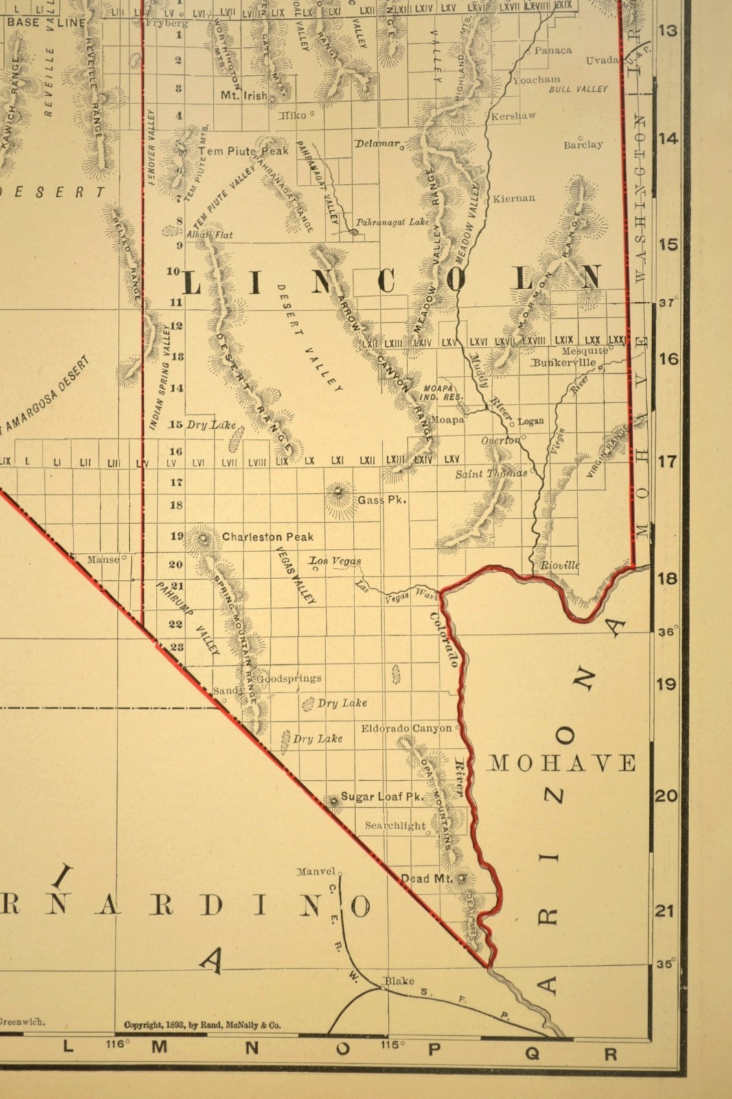 1901 Antique Nevada Railroad Map Southern Pacific Railroad Large Atlas Map DATED