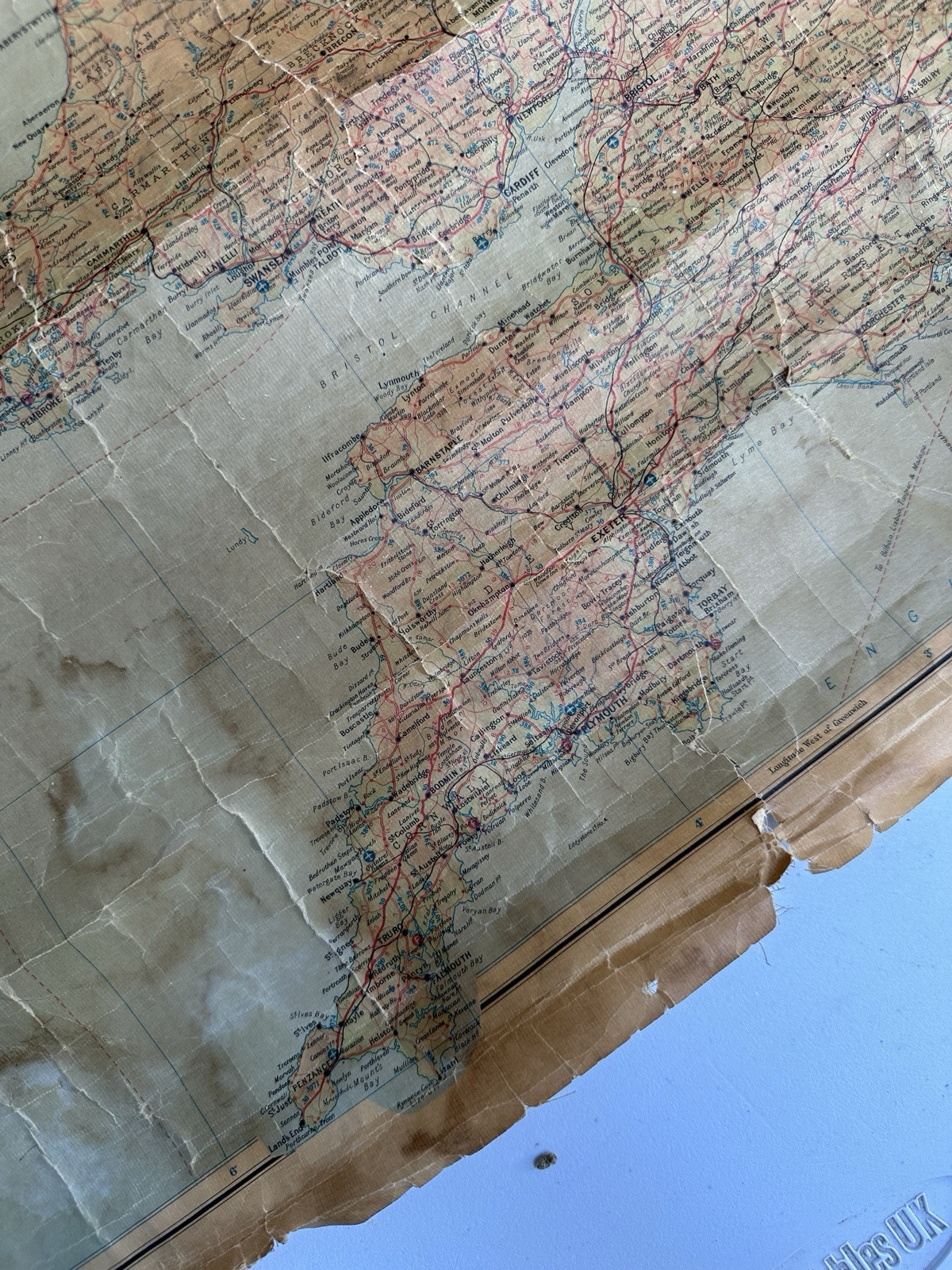 Large Vintage Bartholomew’s Contoured Road Wall Map of the British Isles 1972