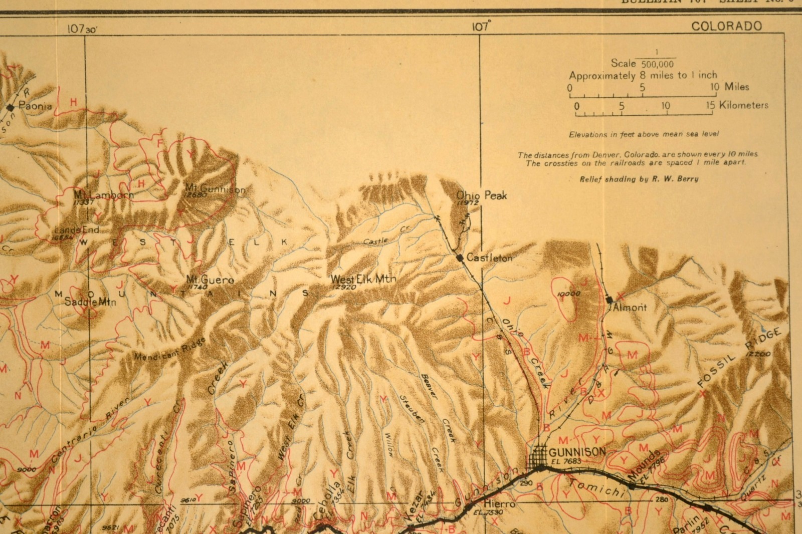 1922 Antique Denver Rio Grande Railroad Map Montrose Colorado Delta CO Gunnison