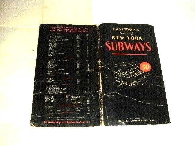 HAGSTROM’S MAP OF NEW YORK SUBWAYS ELEVATED LINES 1958 SOFT COVER FOLDED $.50