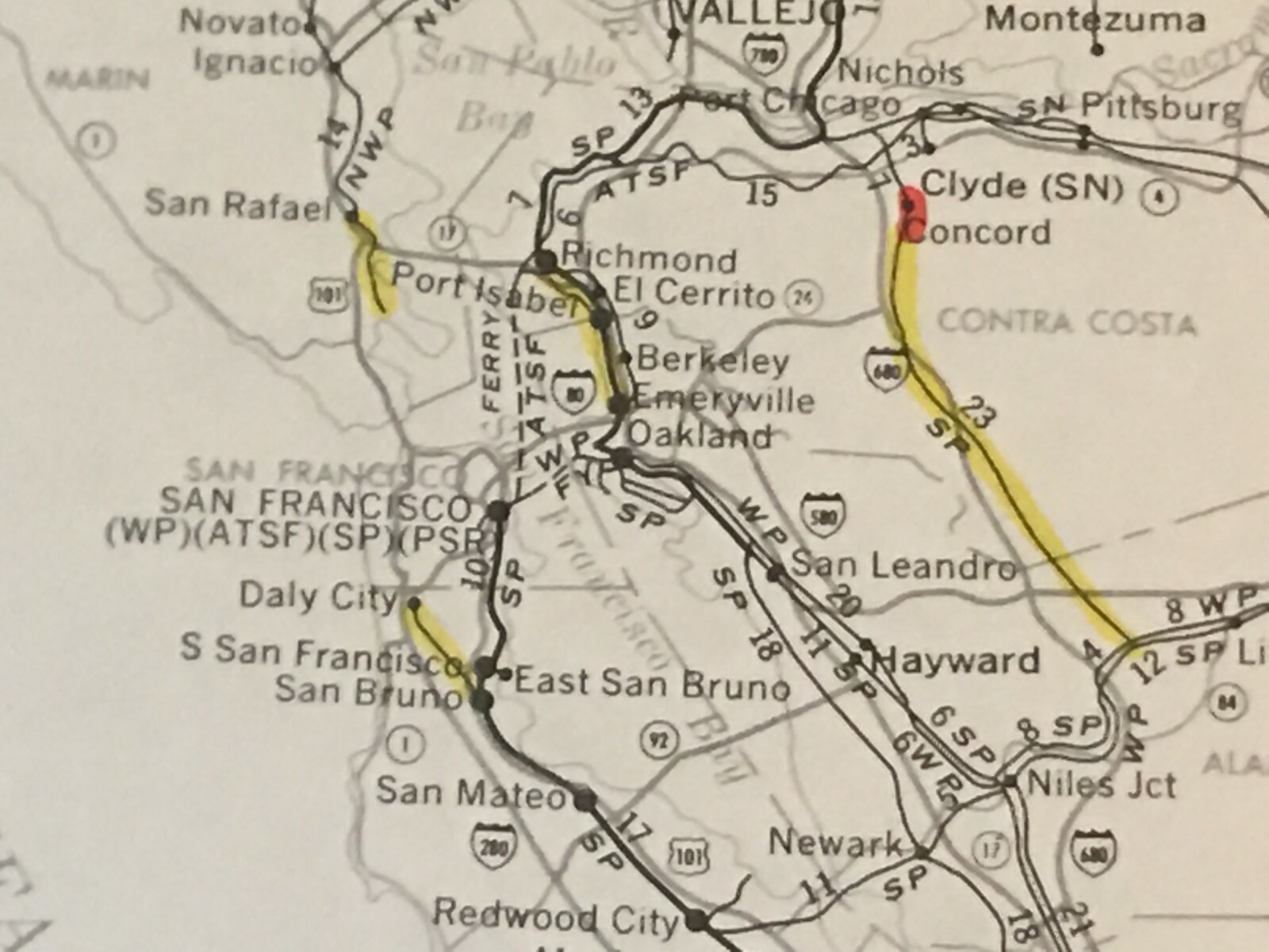 Vintage 1975 California (North) Transportation Map●Fed’l Railroad Admin●11″x17″