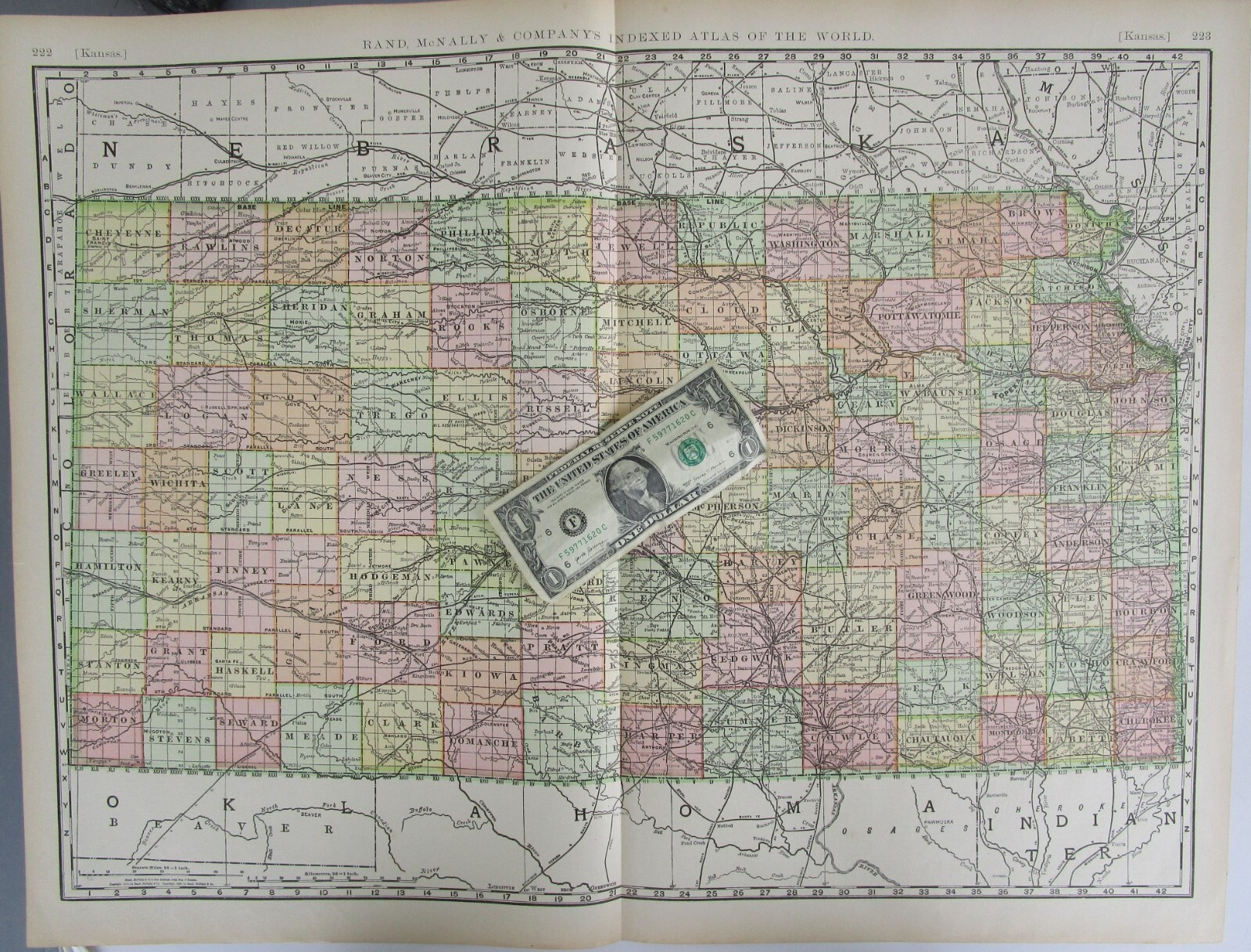 KS DATED 1902, 1888 KANSAS RAND McNALLY NEW BUSINESS ATLAS Map. Full index