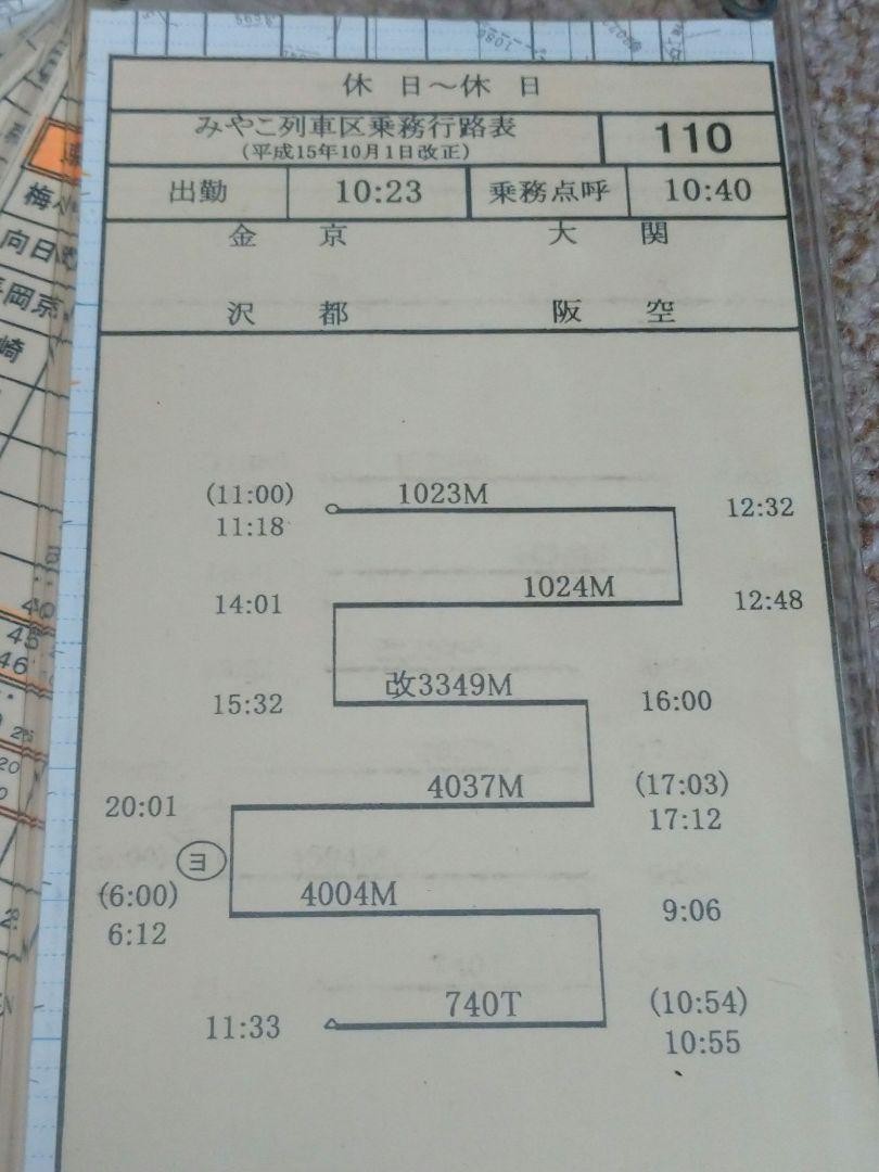 [Railway Parts] Conductor’s duty route chart, 110th route