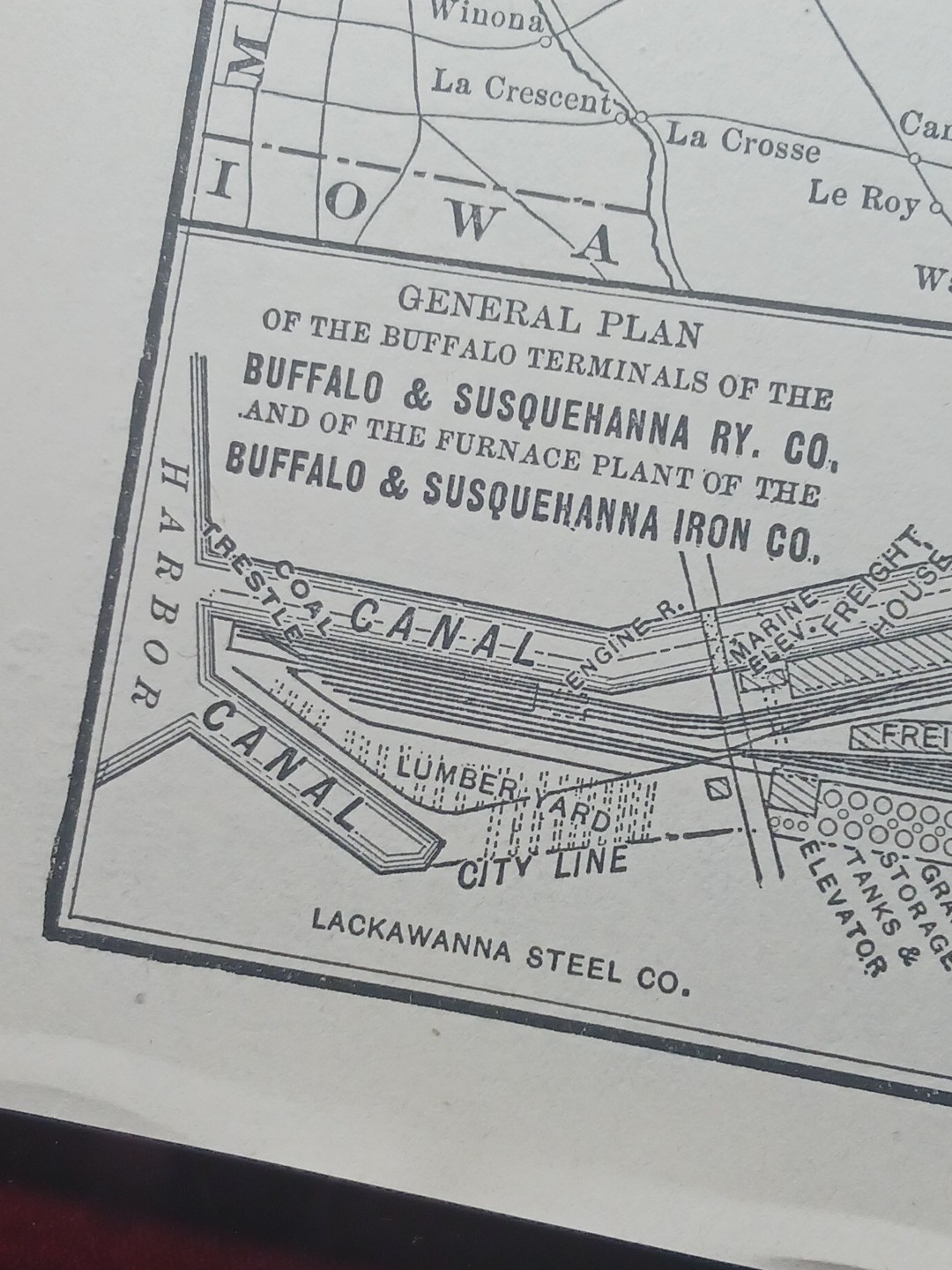 ~1904 RARE Railroad Map BUFFALO & SUSQUEHANNA IRON COMPANY Ore Coal Coke Furnace