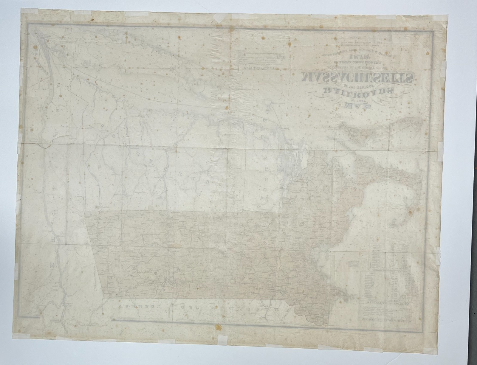 Original 1878 Map of the Railroads of the State of Massachusetts. Big Map