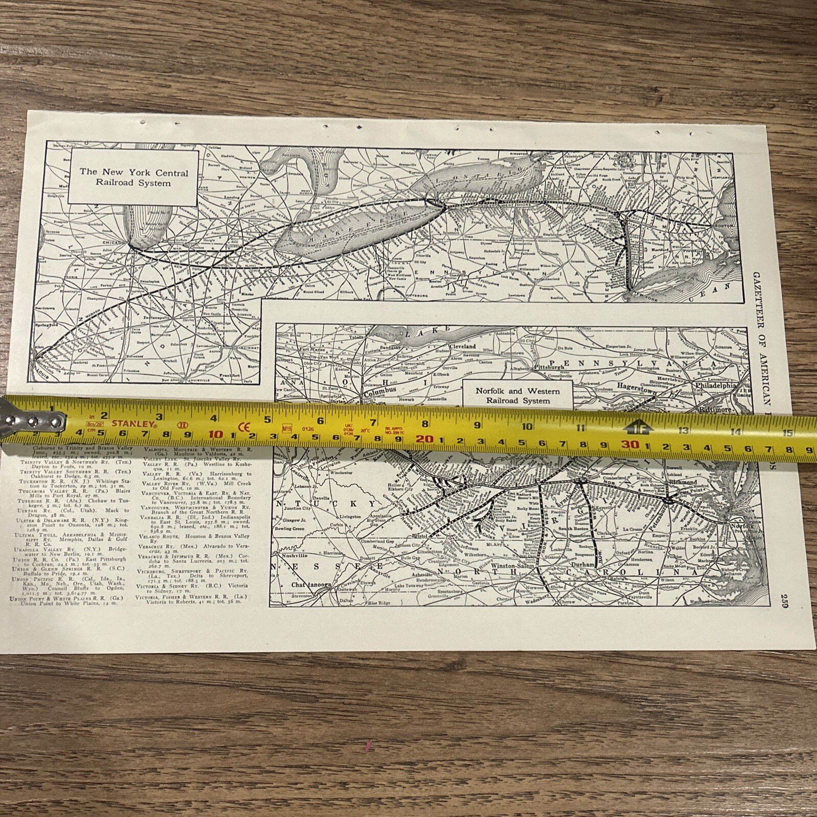 Antique 1917 Map New York Central + Norfolk & Western Railway Systems 15”x11”