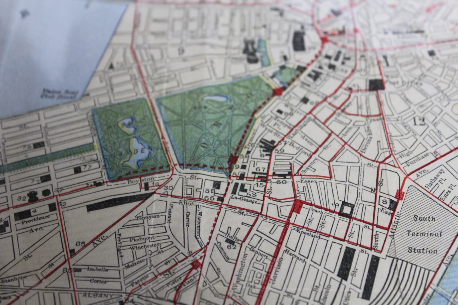 Antique Original Boston Pocket Folding Map Circa 1900