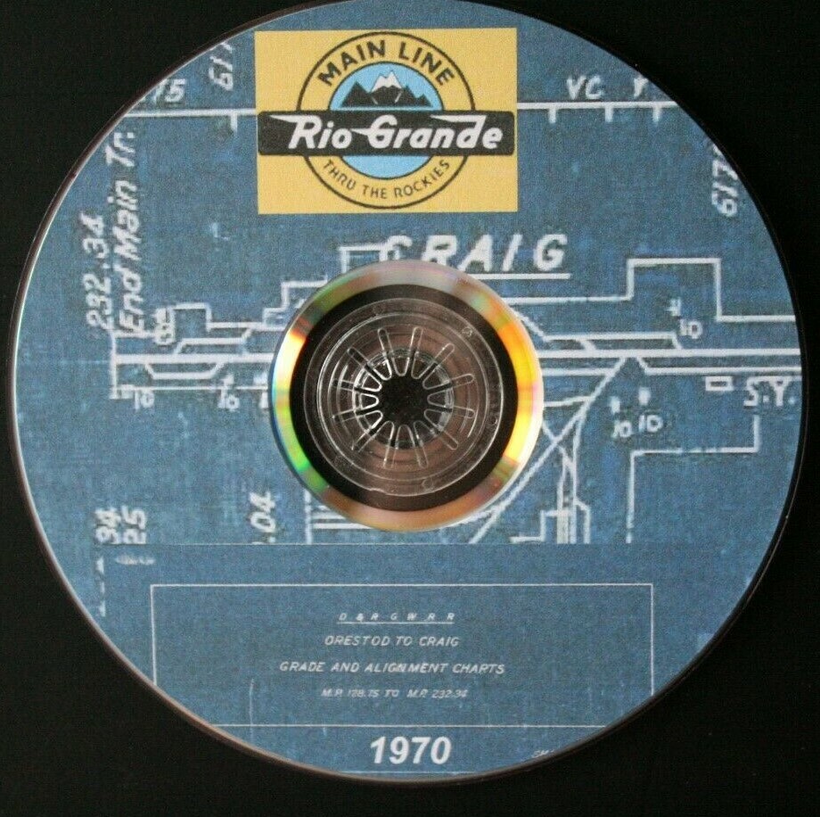 Denver & Rio Grande WesternRR 1970 Orestod to Craig Track Chart PDF pages on DVD