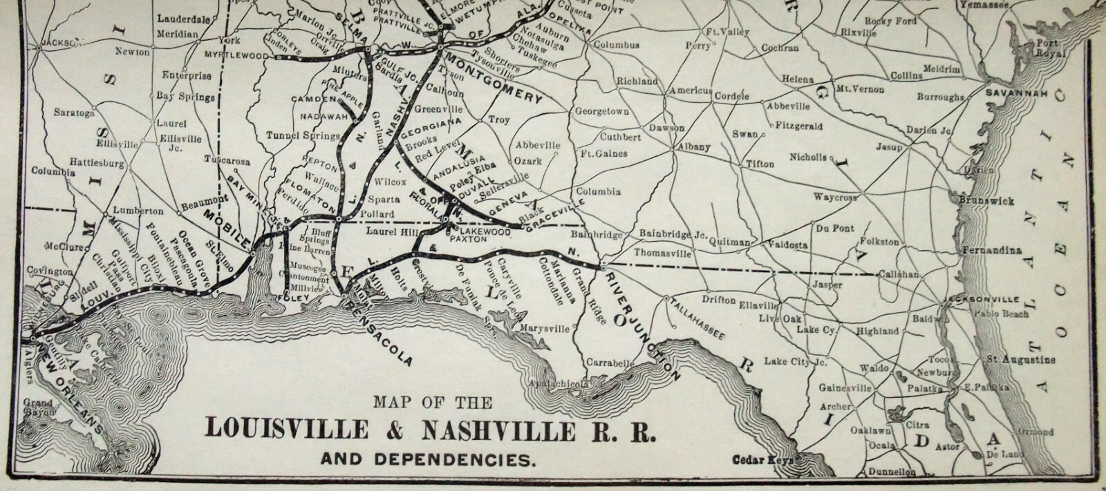 Louisville & Nashville Railroad – Original 1917 System Map. Railroad