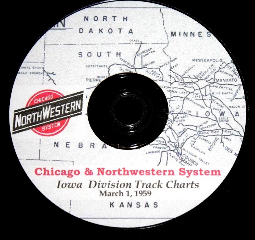 Chicago & Northwestern RR 1959 Iowa Division Track Chart PDF Pages on DVD