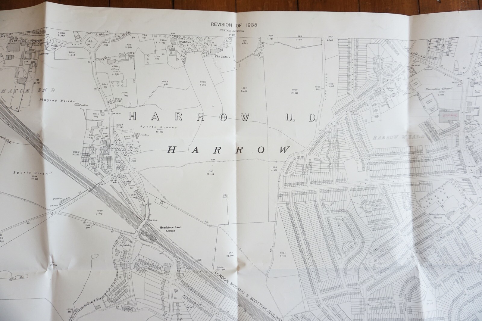 1936 Harrow Middlesex London LMS OS Railway Map