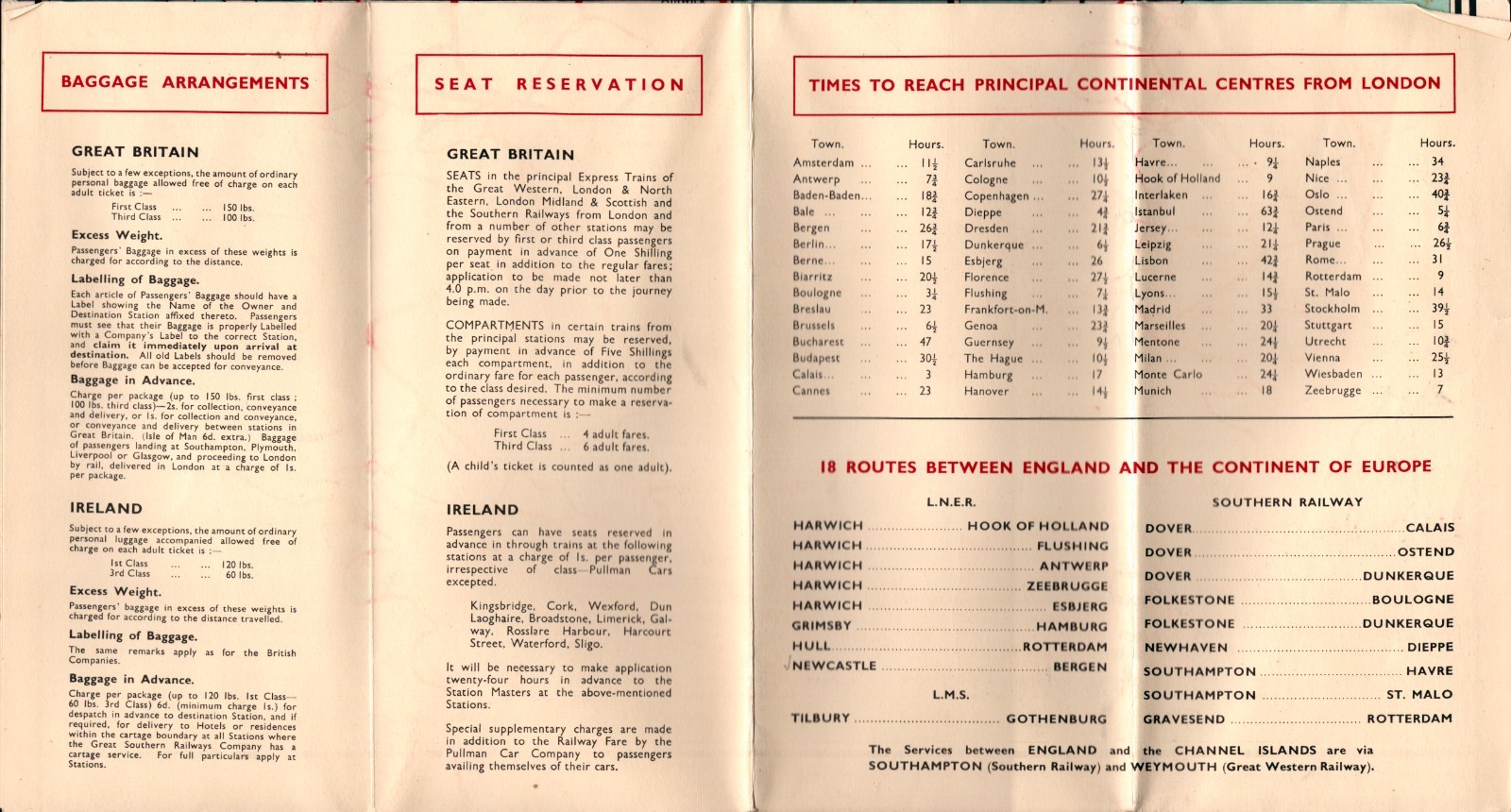 Vintage Railway Map Great Britain Ireland Associated British Railways