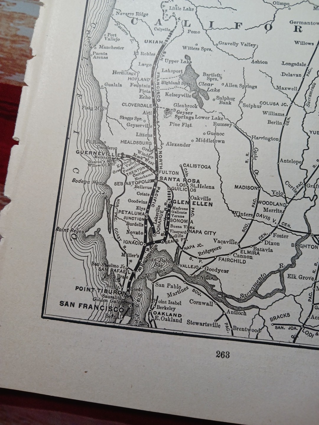 ~1898 Train Route Map SAN FRANCISCO & NORTH PACIFIC RAILWAY California FREE SHIP