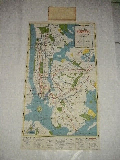 HAGSTROM’S MAP OF NEW YORK SUBWAYS ELEVATED LINES 1958 SOFT COVER FOLDED $.50