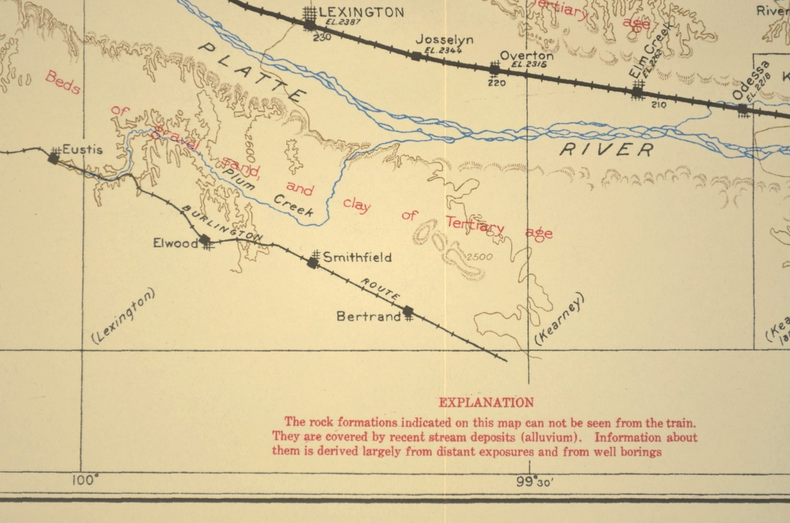 1915 Antique Union Pacific Railroad Map Kearney Nebraska Lexington NE Cozad