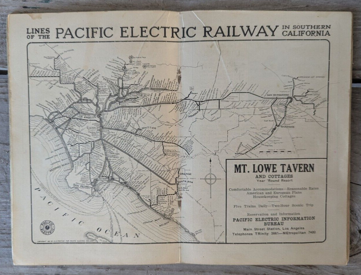 Southern California / L.A. Tourist Map Booklet Travel Guide Pacific Electric RR