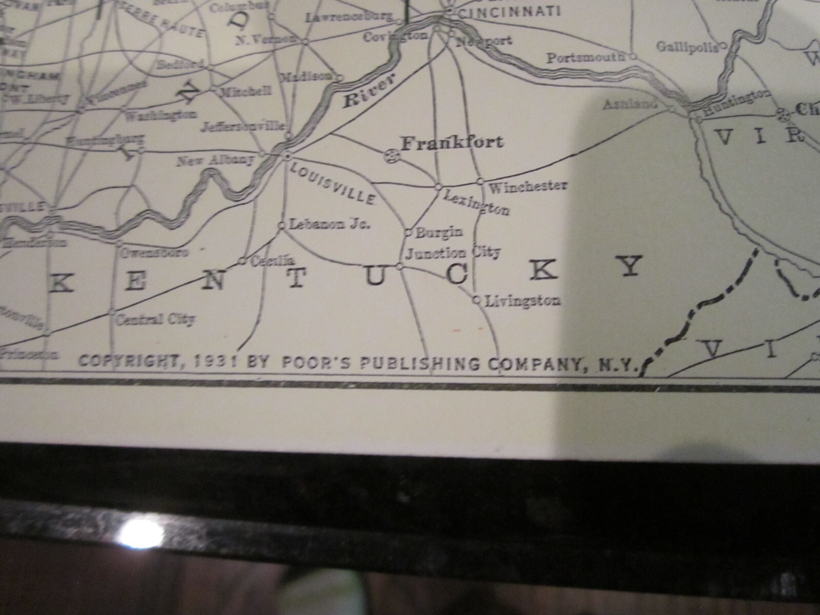 1931 MAP OF THE WABASH RAILROAD SYSTEM – 17″ X 11″ – HEAVY STOCK PAPER