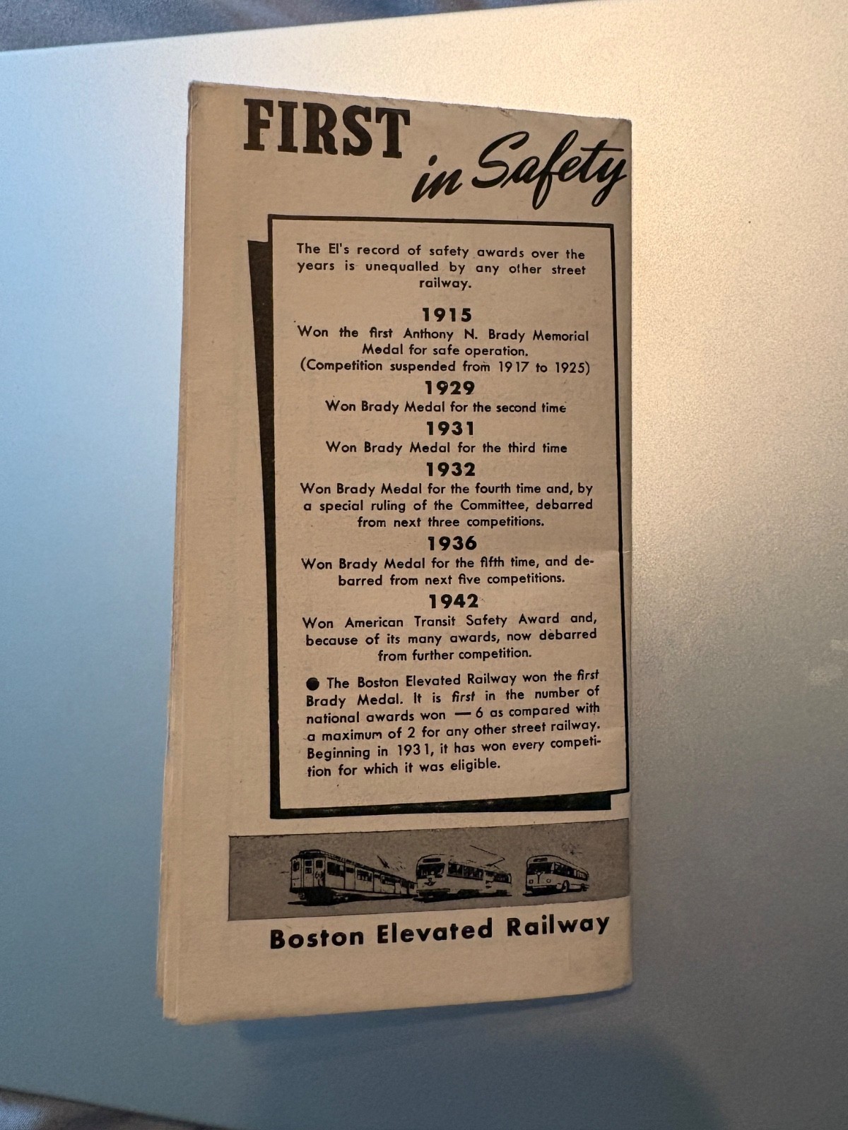 Boston Elevated Railway Route Map 6th Edition Transit Foldout & Travel Info book