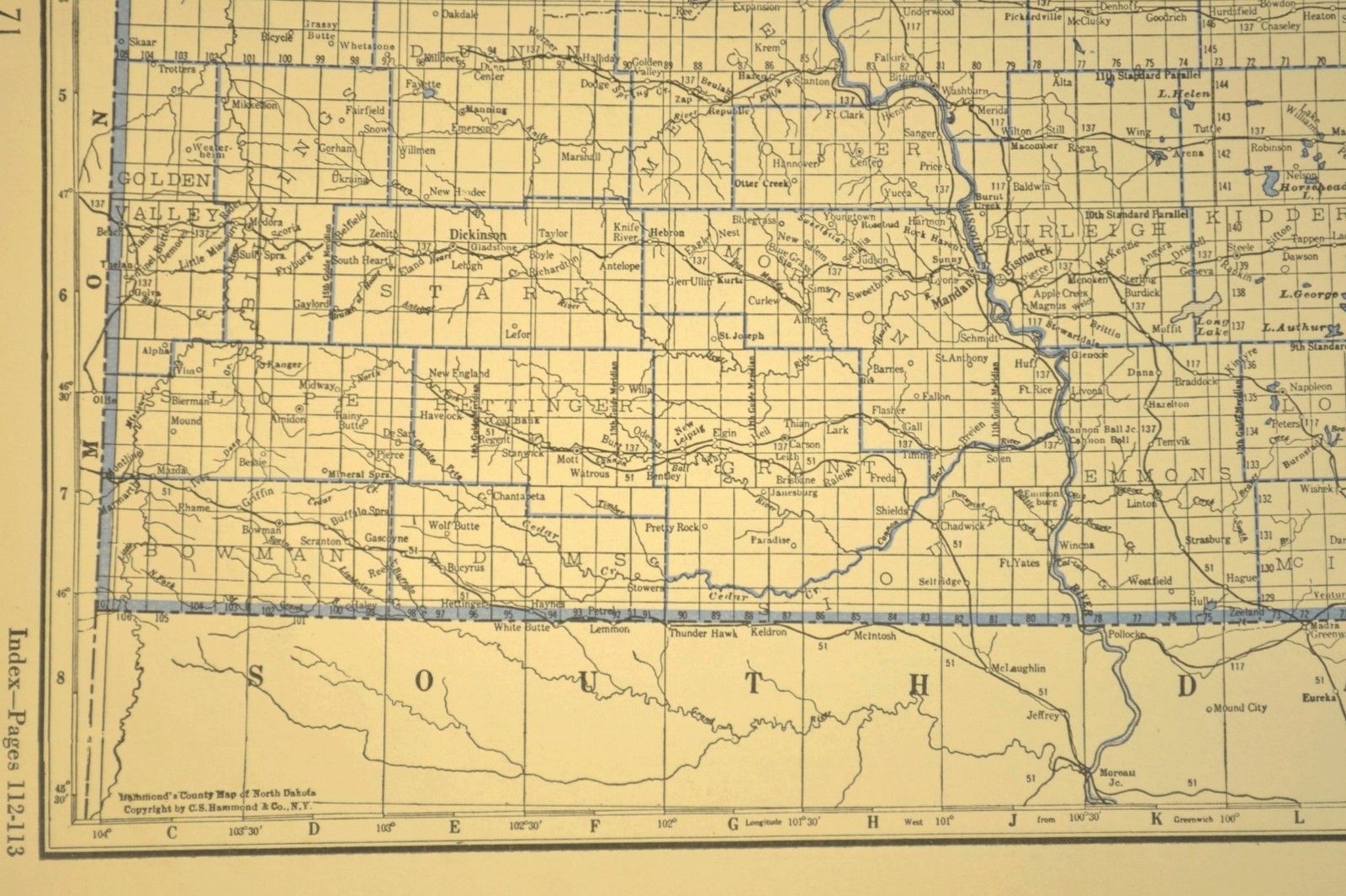 Vintage NORTH DAKOTA Railroad Map Depot Towns Grand Forks GN RR Antique ca 1930