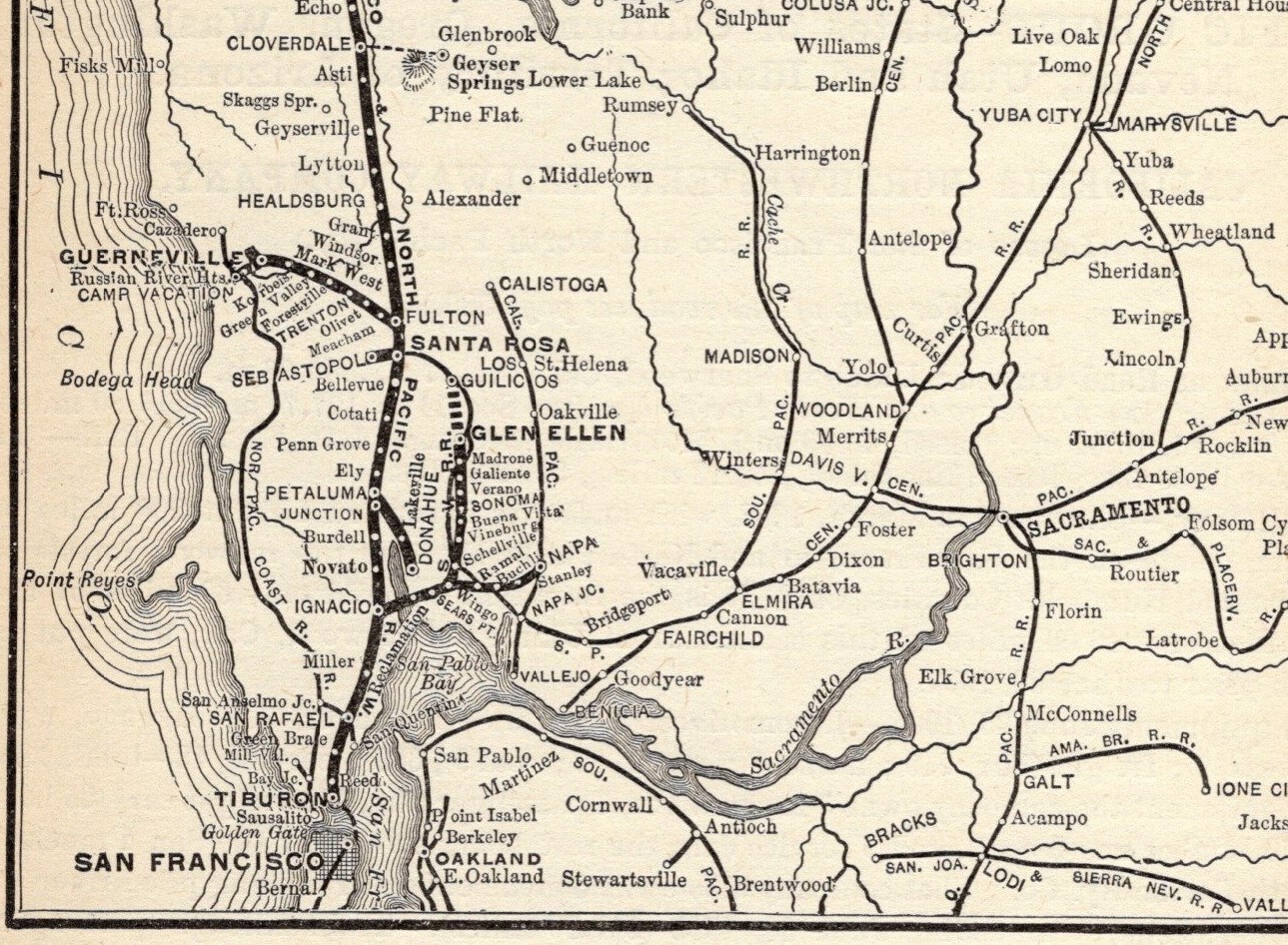 1905 Antique California Northwestern Railway Map Antique Railroad Map 661