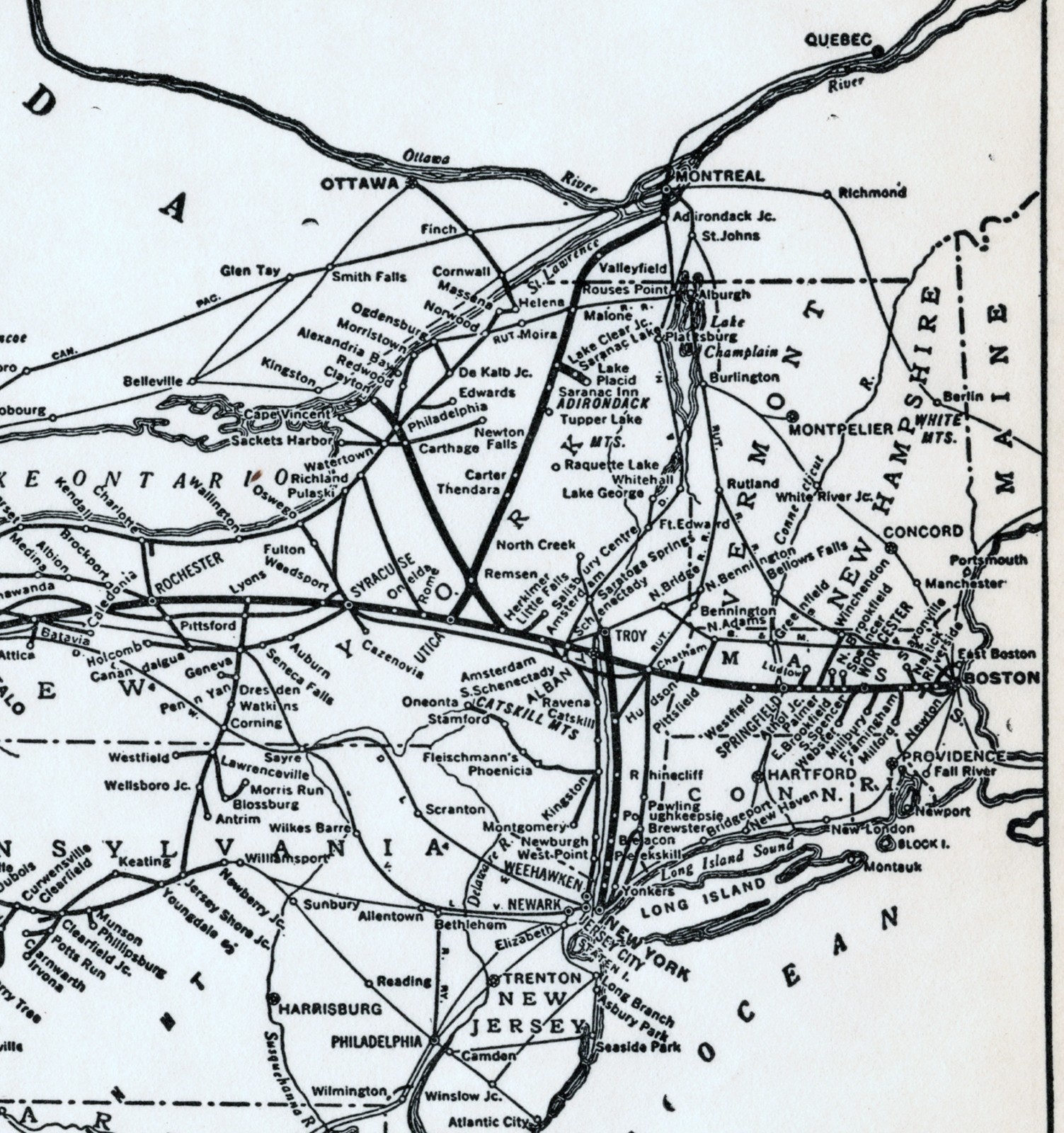 New York Central Lines – Original 1941 Railroad System Map. Railway