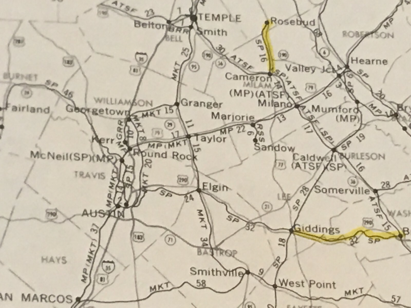 Vintage 1975 Texas(South) Transportation Map●Fed’l Railroad Adminstrat’n●11″x17″