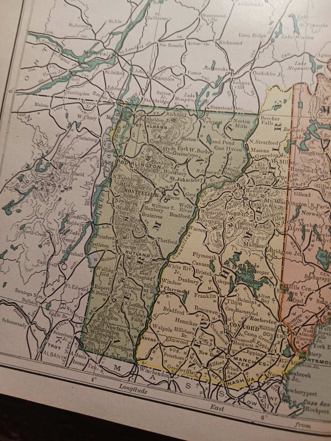 1902 Train Route Map MAINE New Hampshire VERMONT All Railroad Lines 11″×9″