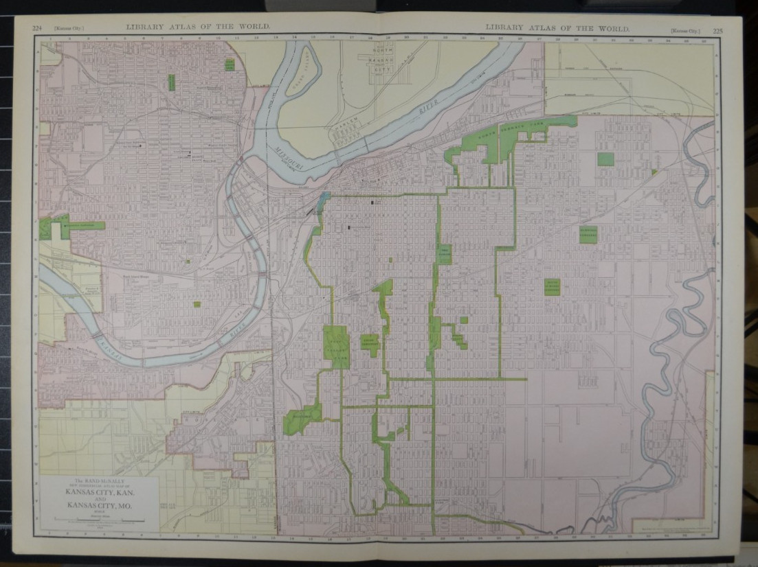 KANSAS CITY – 1912 – RAND-McNALLY NEW COMMERCIAL ATLAS – SHOWS RAILROADS
