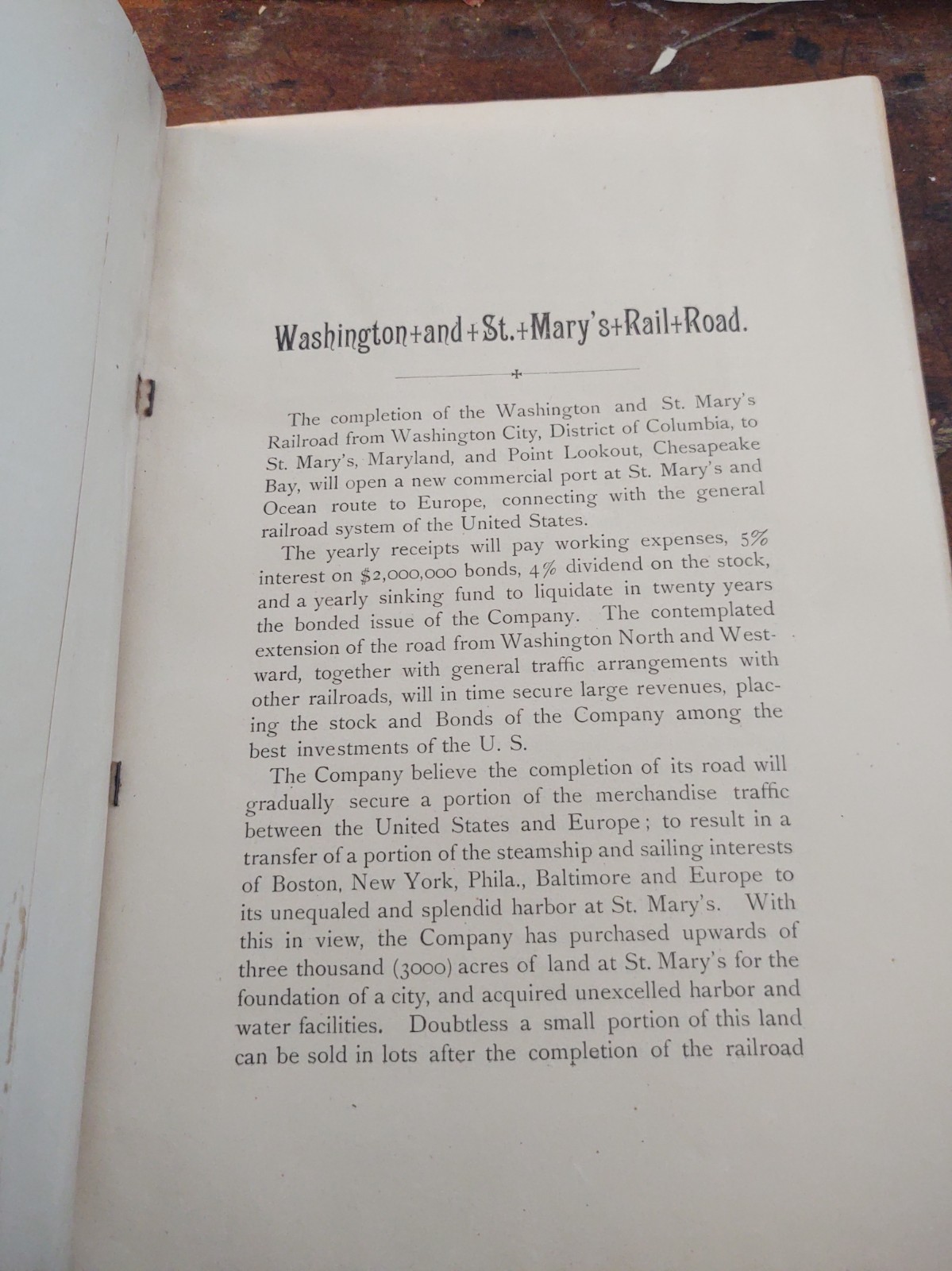 RARE Antique ORIGINAL Washington & St. Mary’s Railroad map 1887 G.W & C.B Colton