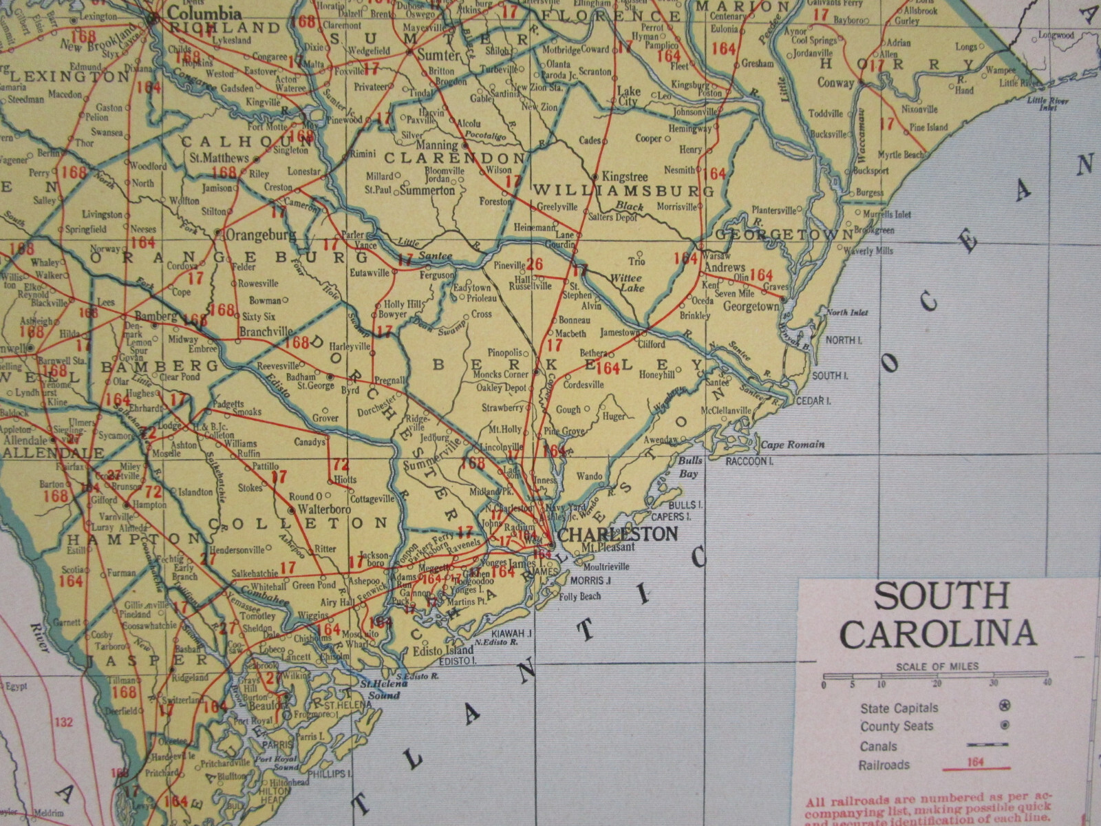 PA SC 1942 PENNSYLVANIA State RAILROAD Map. CORNWALL RR or SOUTH CAROLINA Map
