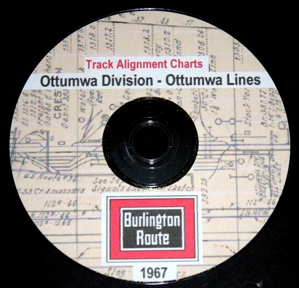 CB & Q RR Burlington Route1967 Ottumwa Lines Track Chart PDF Pages on DVD